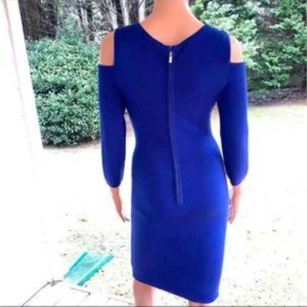 Bebe Blue Long Sleeve Sweater Dress - Picture 2 of 5